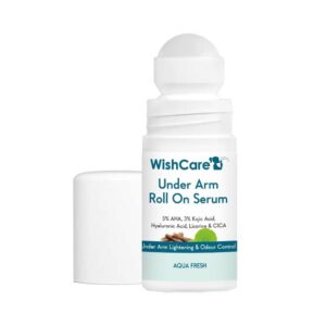 WishCare Underarm Roll On Serum - 5% AHA & 3% Kojic Acid for Brightening & Odour Control - Roll On Deo for Women & Men- 0% Alcohol & Long Lasting Aqua Fragrance - 50ml